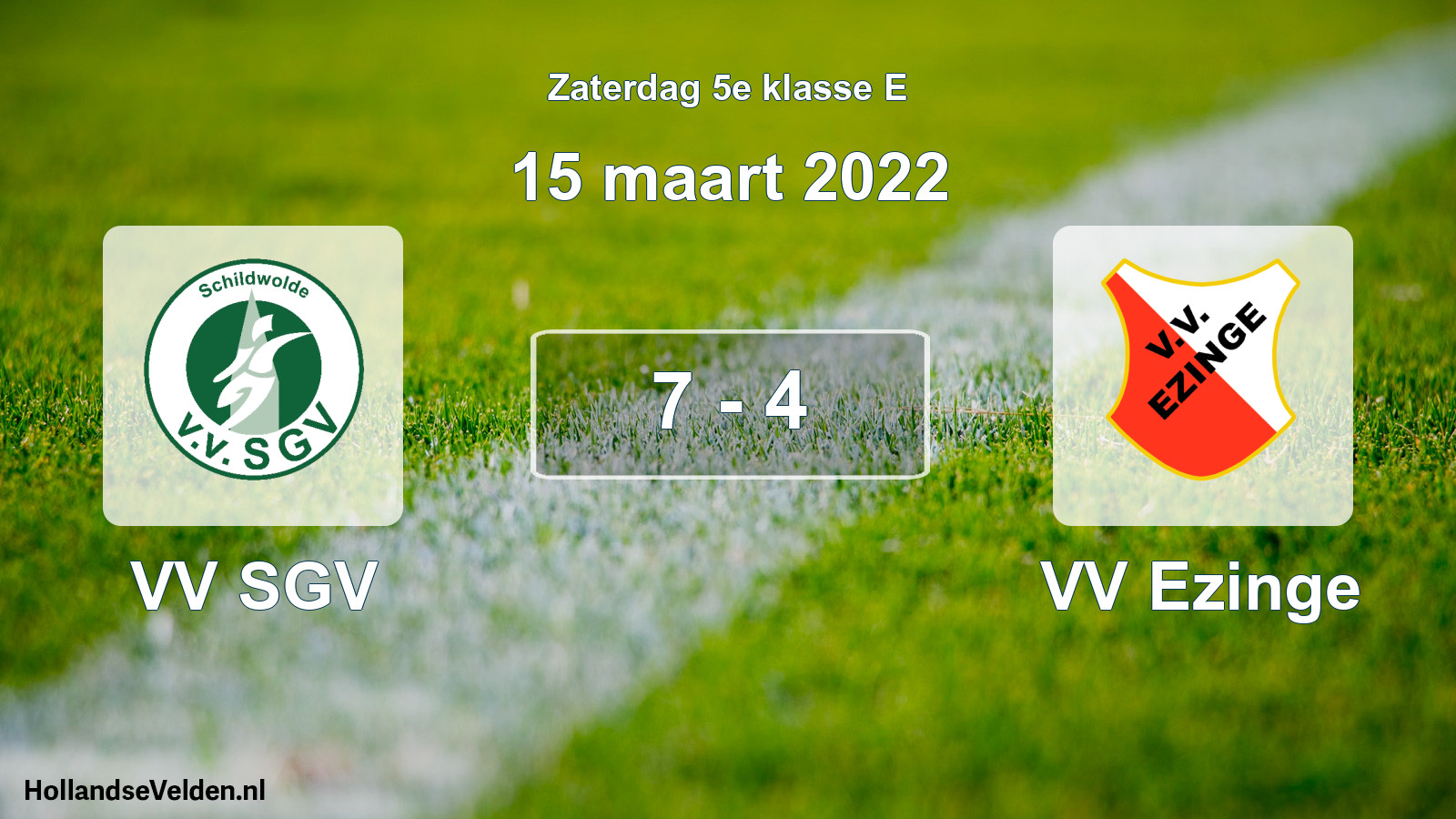 Total number of matches played: VV SGV - VV Ezinge 7 - 4 (15 March 2022)