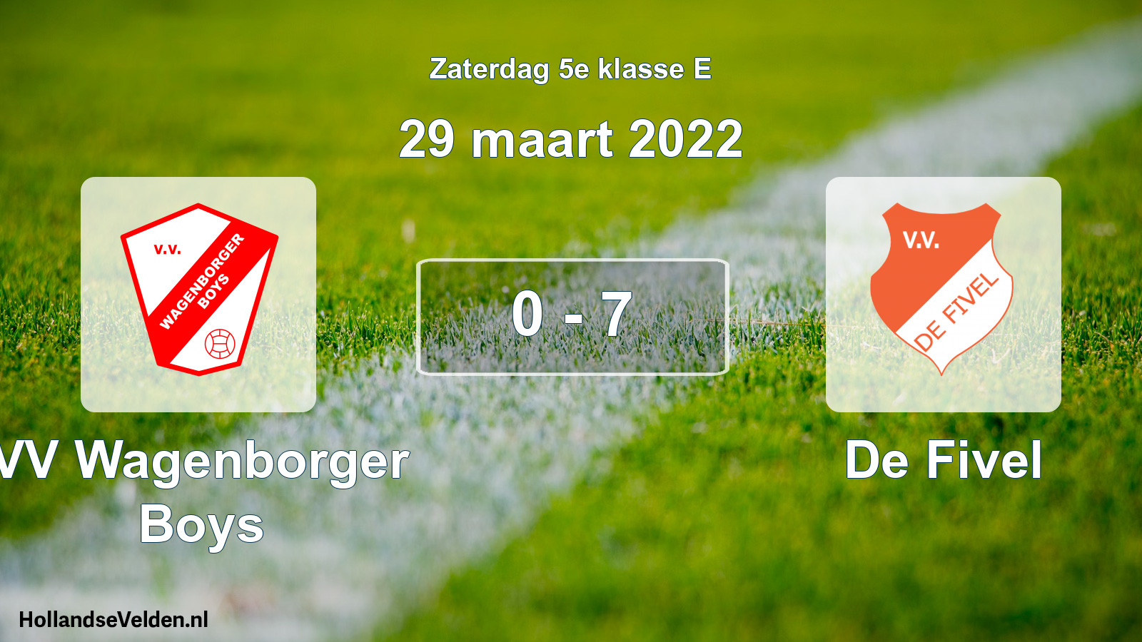 Total number of matches played: VV Wagenborger Boys - De Fivel 0 - 7 (29 March 2022)