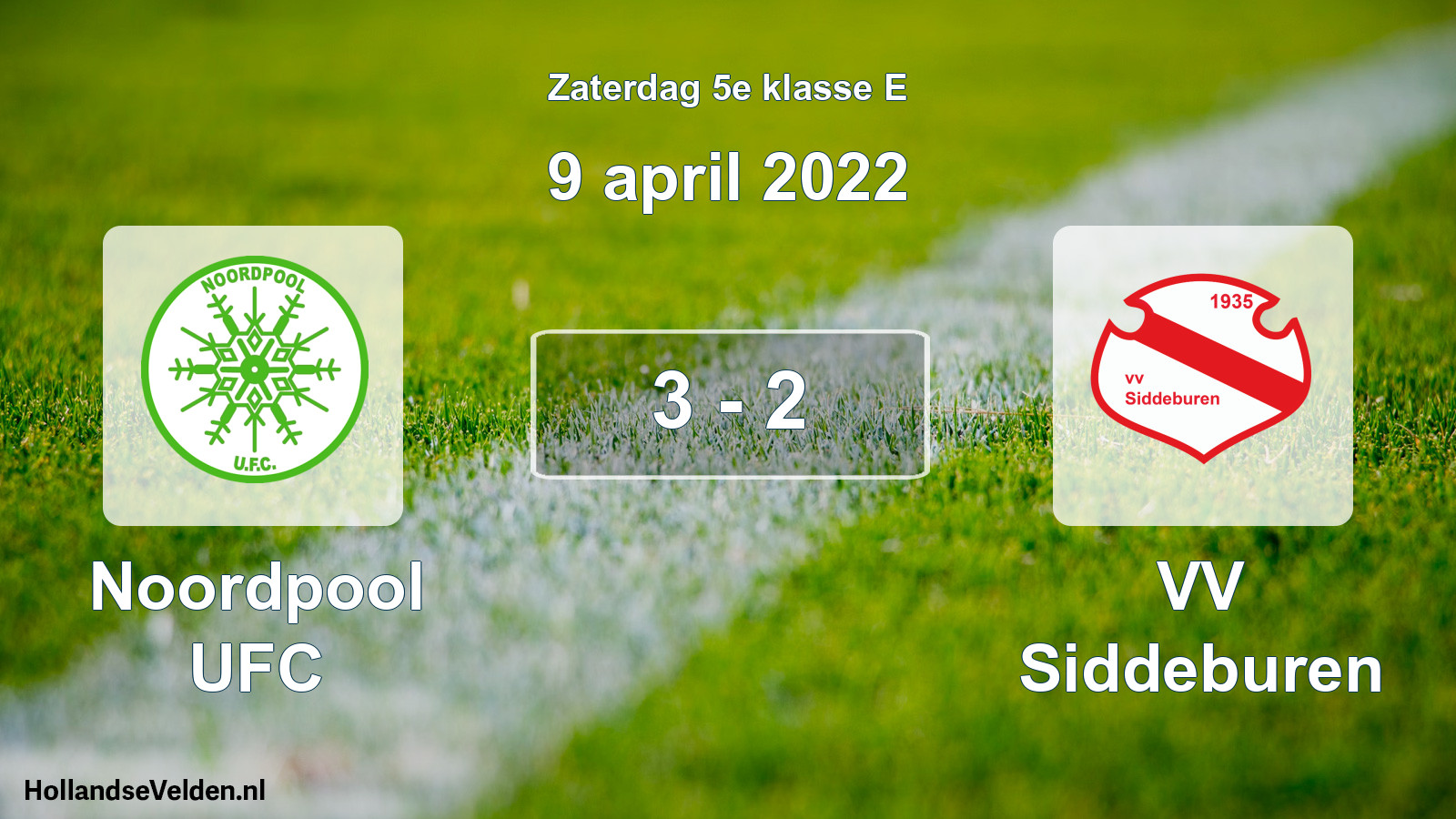 Total number of matches played: Noordpool UFC - VV Siddeburen 3 - 2 (9 April 2022)