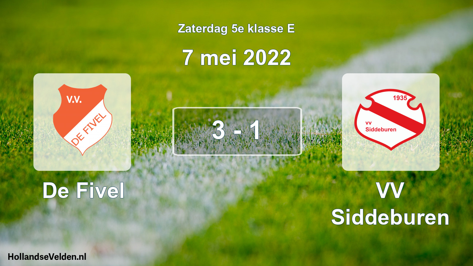 Total number of matches played: De Fivel - VV Siddeburen 3 - 1 (7 May 2022)