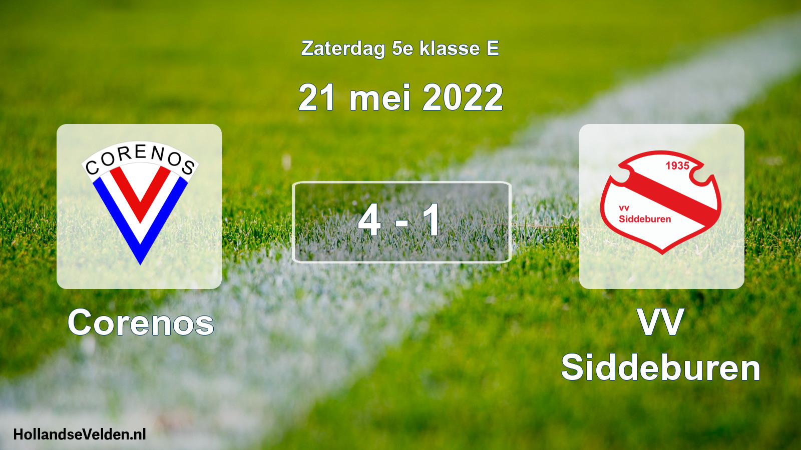 Total number of matches played: Corenos - VV Siddeburen 4 - 1 (21 May 2022)