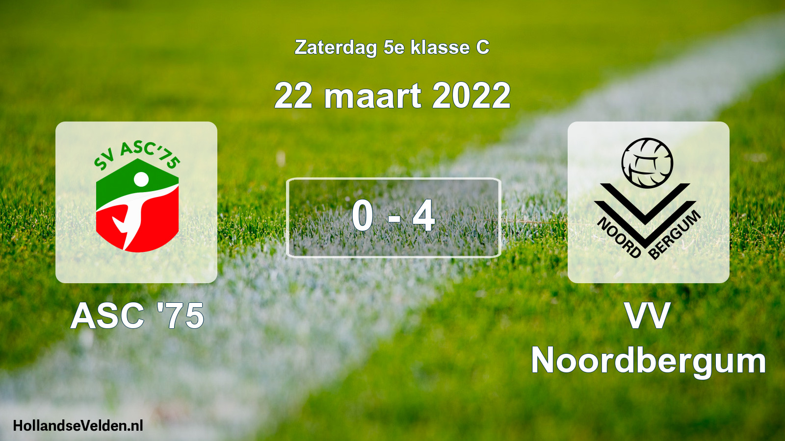 Total number of matches played: ASC '75 - VV Noordbergum 0 - 4 (22 March 2022)