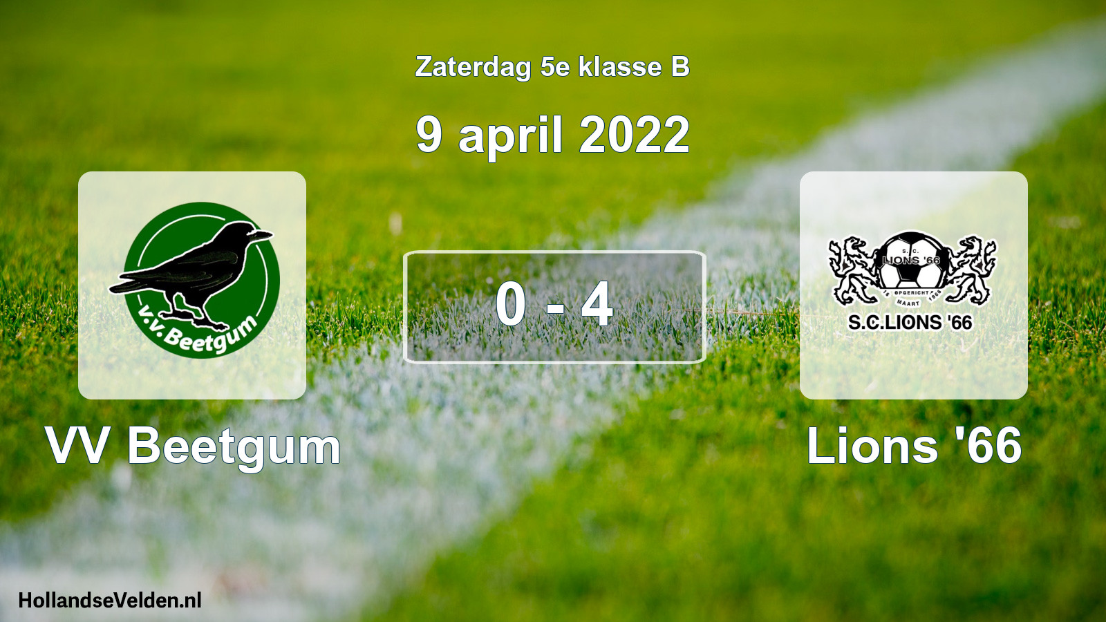 Total number of matches played: VV Beetgum - Lions '66 0 - 4 (9 April 2022)