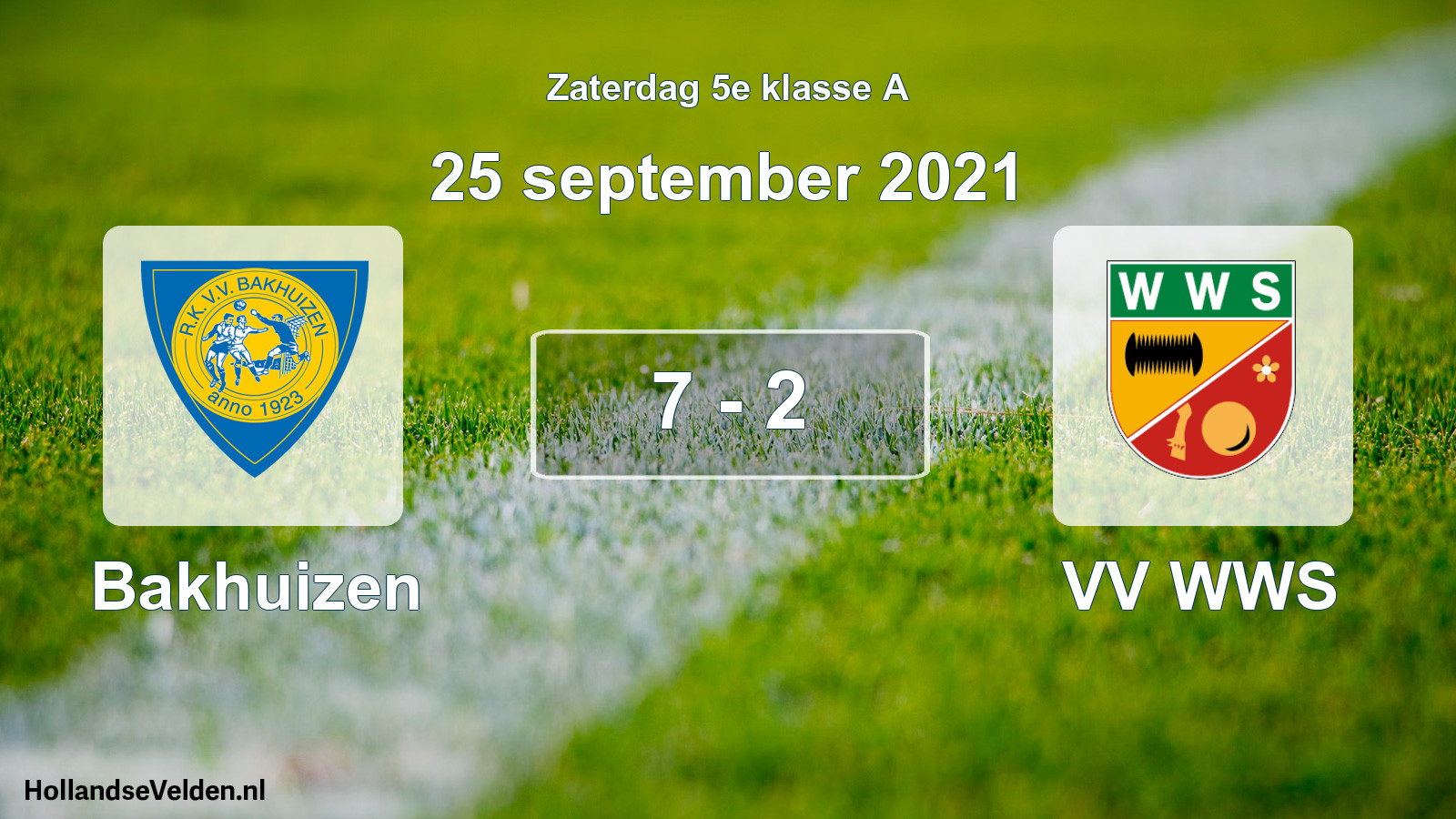Total number of matches played: Bakhuizen - VV WWS 7 - 2 (25 September 2021)