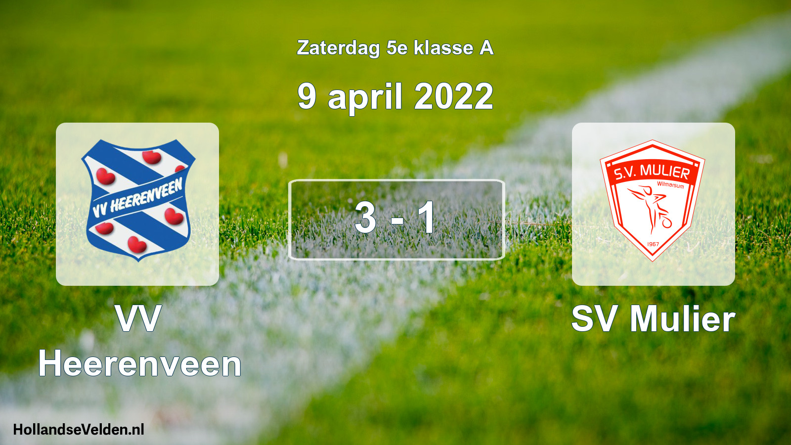 Total number of matches played: VV Heerenveen - SV Mulier 3 - 1 (9 April 2022)