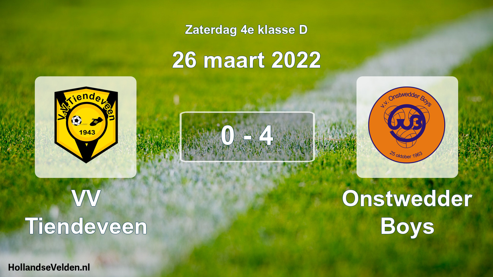 Total number of matches played: VV Tiendeveen - Onstwedder Boys 0 - 4 (26 March 2022)