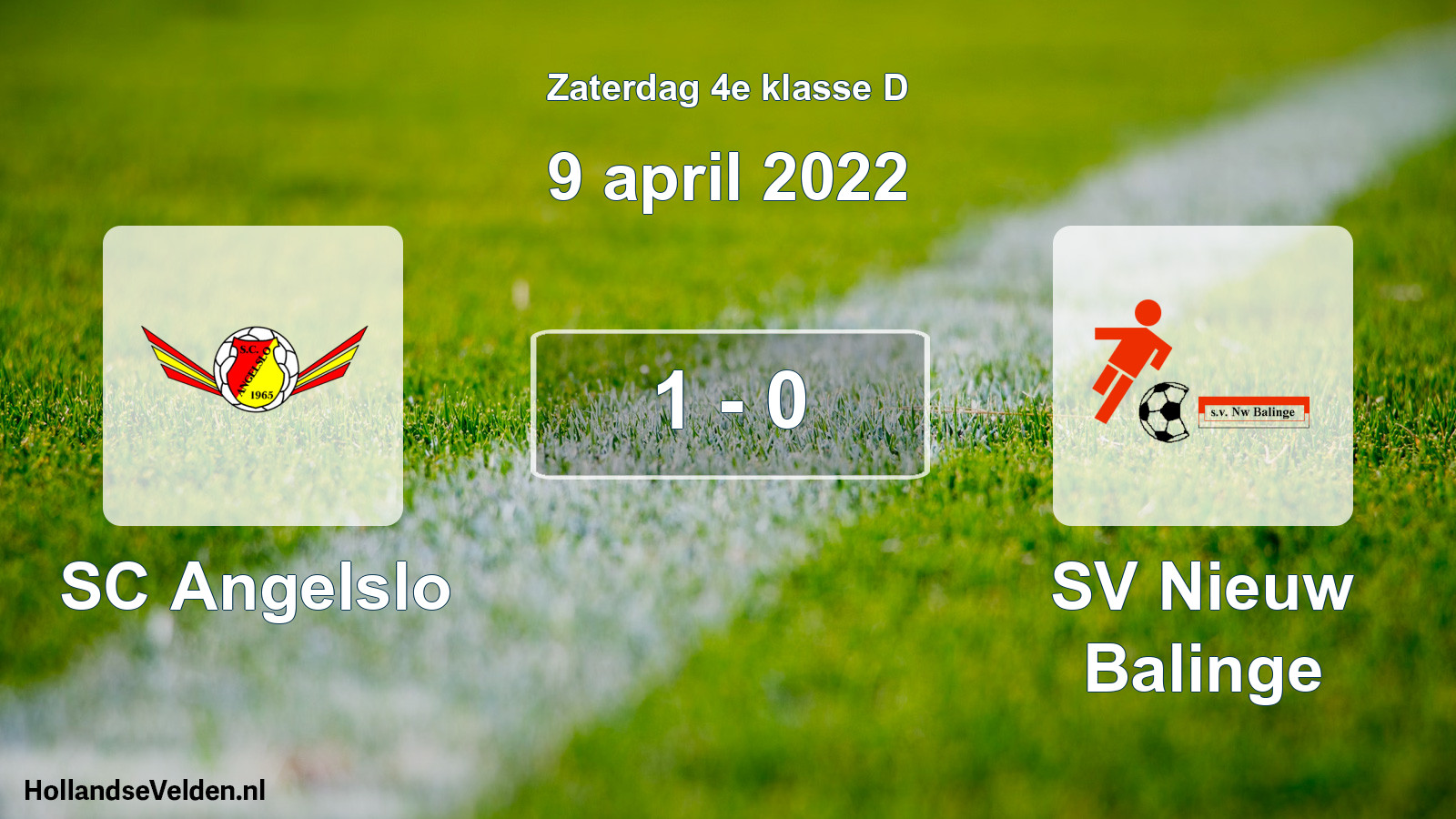 Total number of matches played: SC Angelslo - SV Nieuw Balinge 1 - 0 (9 April 2022)