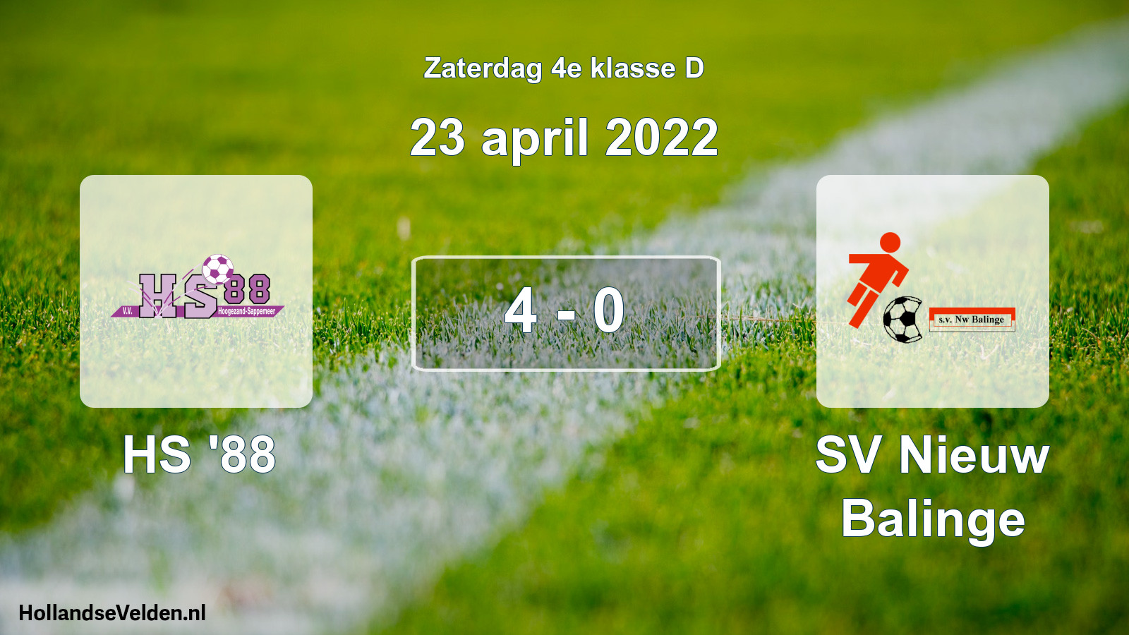 Total number of matches played: HS '88 - SV Nieuw Balinge 4 - 0 (23 April 2022)