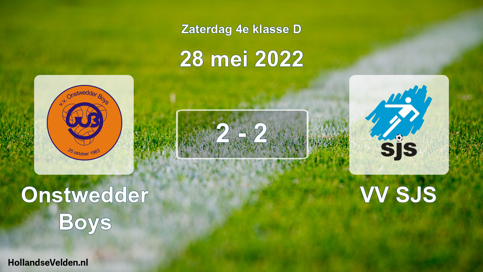 Total number of matches played: Onstwedder Boys - VV SJS 2 - 2 (28 May 2022)