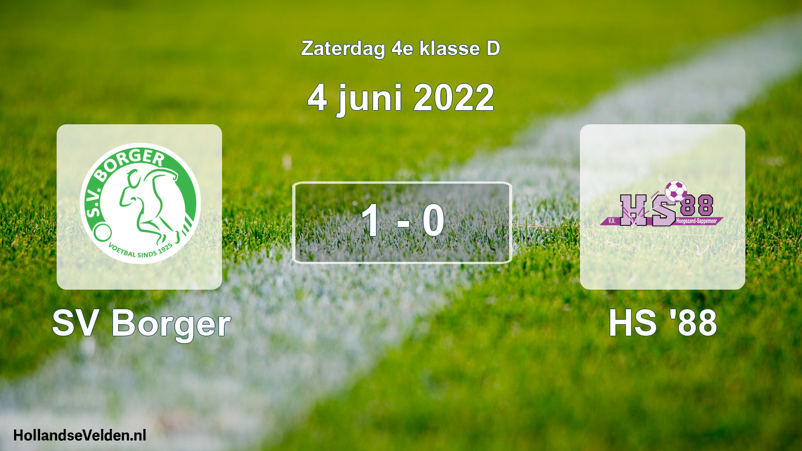 Total number of matches played: SV Borger - HS '88 1 - 0 (4 June 2022)