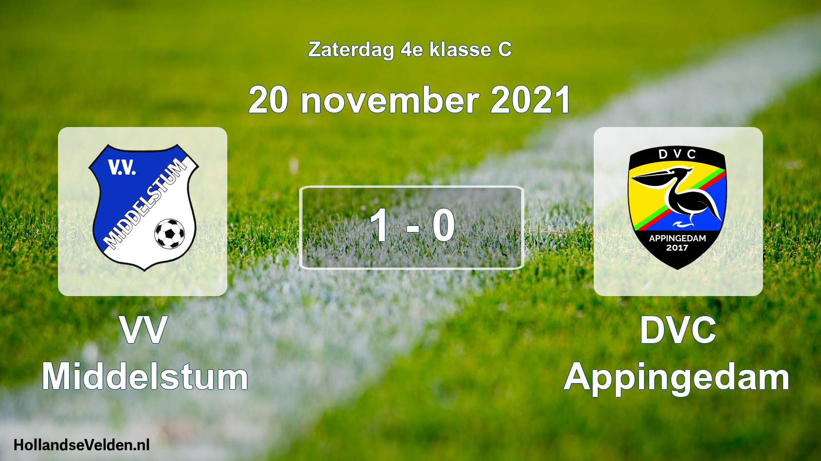 Total number of matches played: VV Middelstum - DVC Appingedam 1 - 0 (20 November 2021)