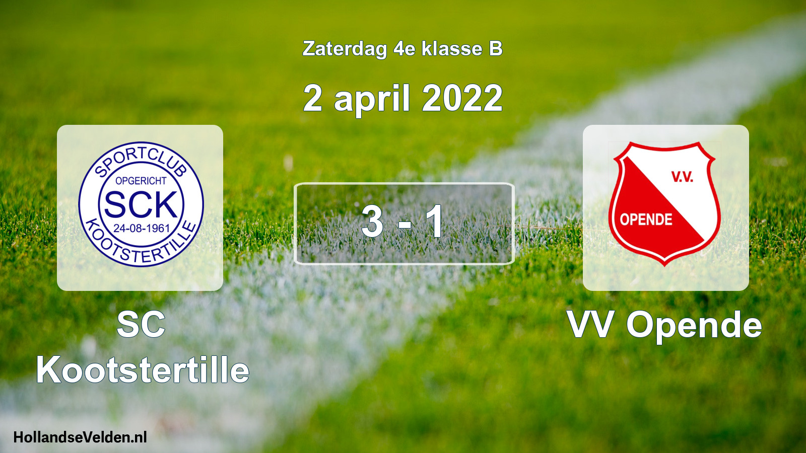 Total number of matches played: SC Kootstertille - VV Opende 3 - 1 (2 April 2022)