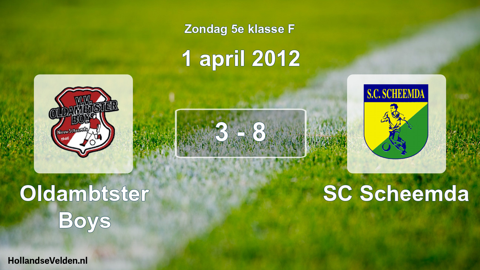 Total number of matches played: Oldambtster Boys - SC Scheemda 3 - 8 (1 April 2012)
