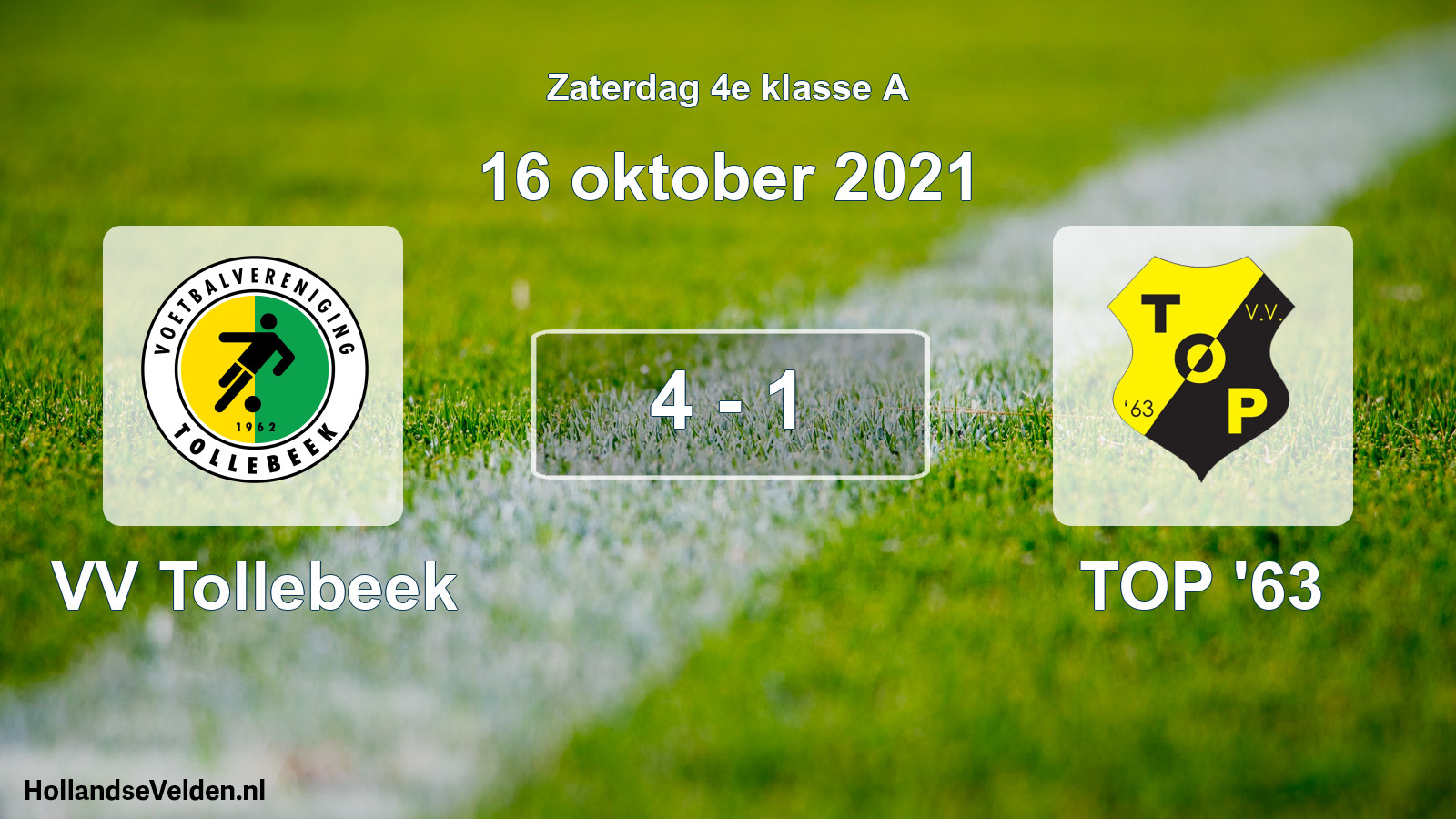 Total number of matches played: VV Tollebeek - TOP '63 4 - 1 (16 October 2021)