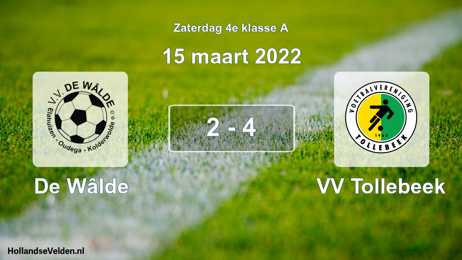 Total number of matches played: De Wâlde - VV Tollebeek 2 - 4 (15 March 2022)