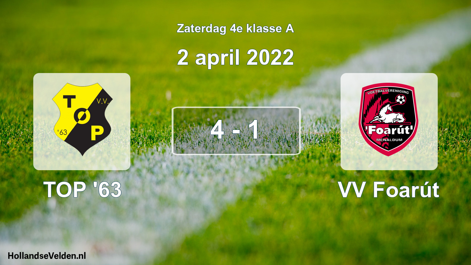 Total number of matches played: TOP '63 - VV Foarút 4 - 1 (2 April 2022)