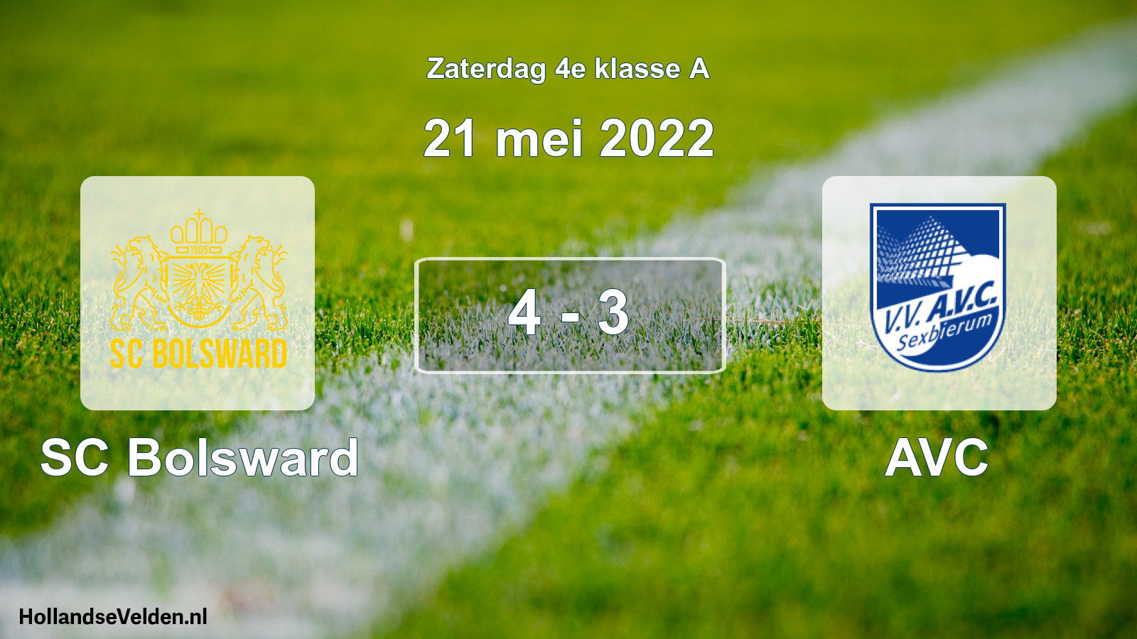 Total number of matches played: SC Bolsward - AVC 4 - 3 (21 May 2022)