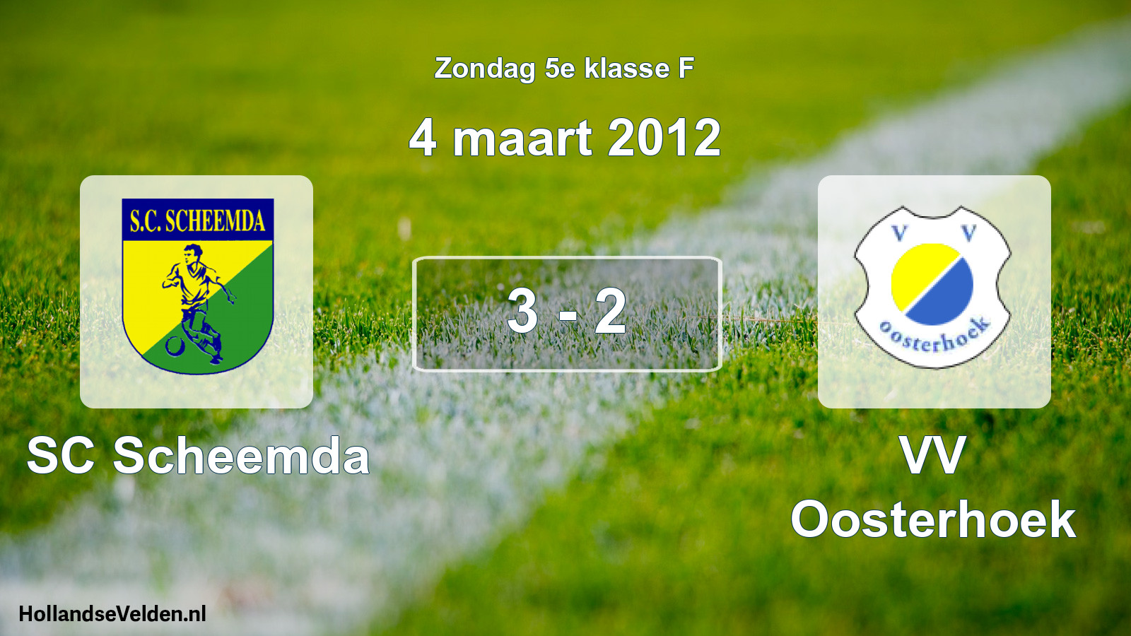Total number of matches played: SC Scheemda - VV Oosterhoek 3 - 2 (4 March 2012)