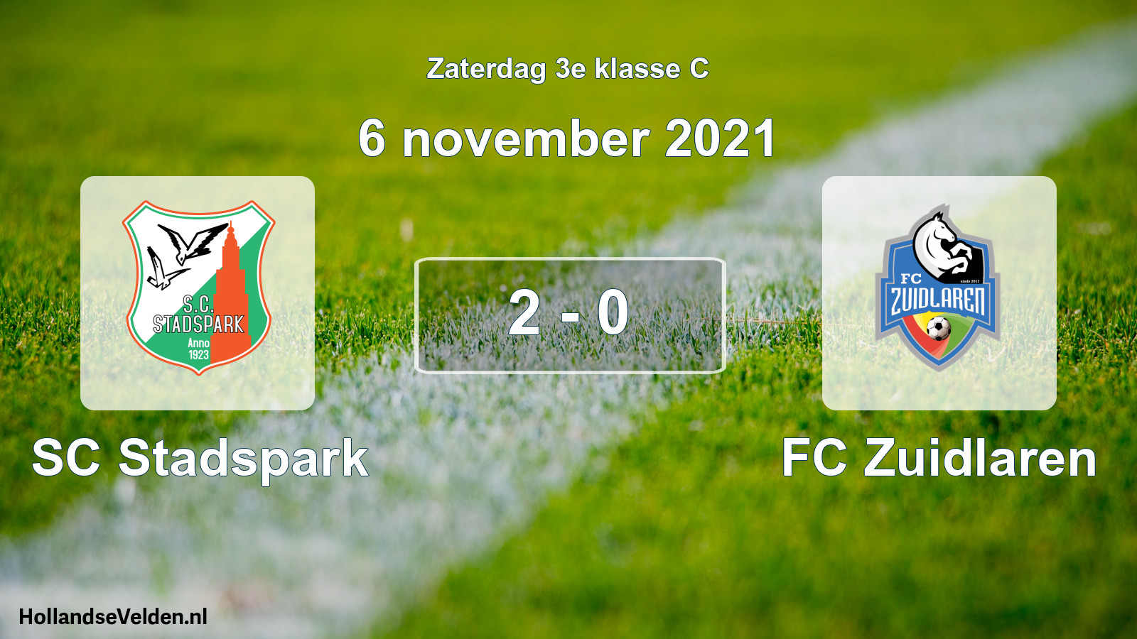 Total number of matches played: SC Stadspark - FC Zuidlaren 2 - 0 (6 November 2021)