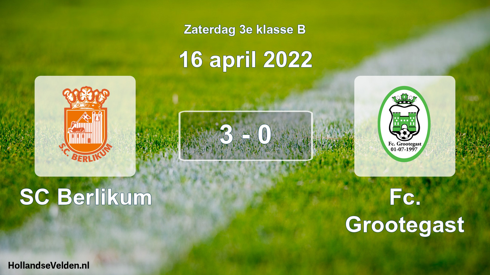 Total number of matches played: SC Berlikum - Fc. Grootegast 3 - 0 (16 April 2022)
