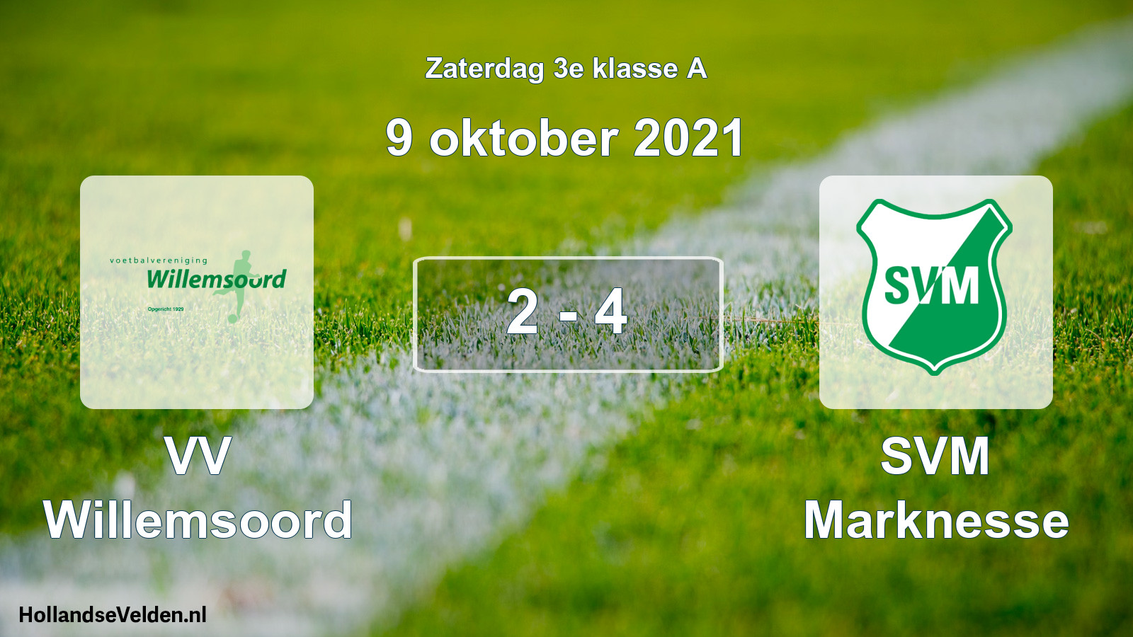 Total number of matches played: VV Willemsoord - SVM Marknesse 2 - 4 (9 October 2021)