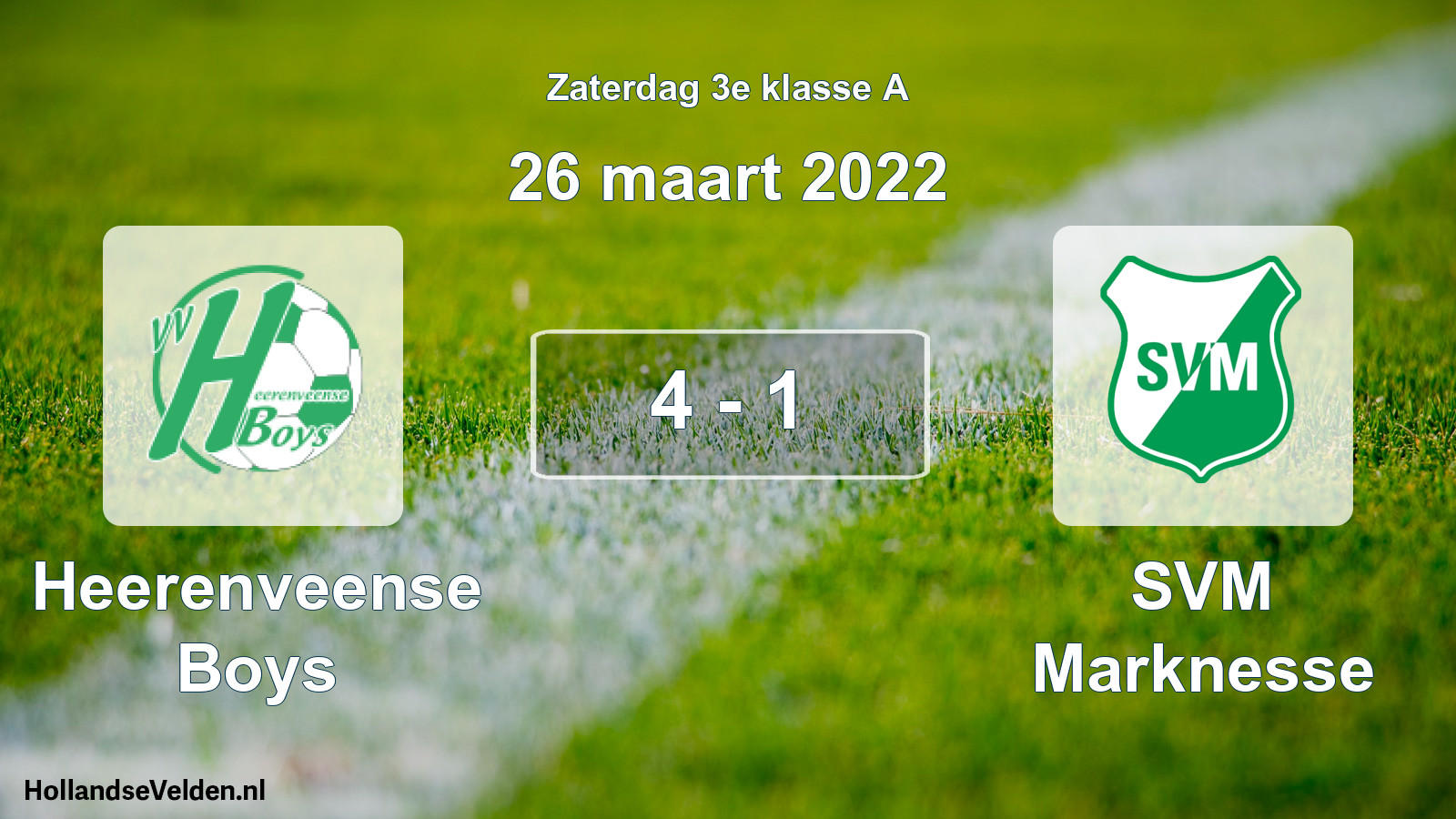Total number of matches played: Heerenveense Boys - SVM Marknesse 4 - 1 (26 March 2022)