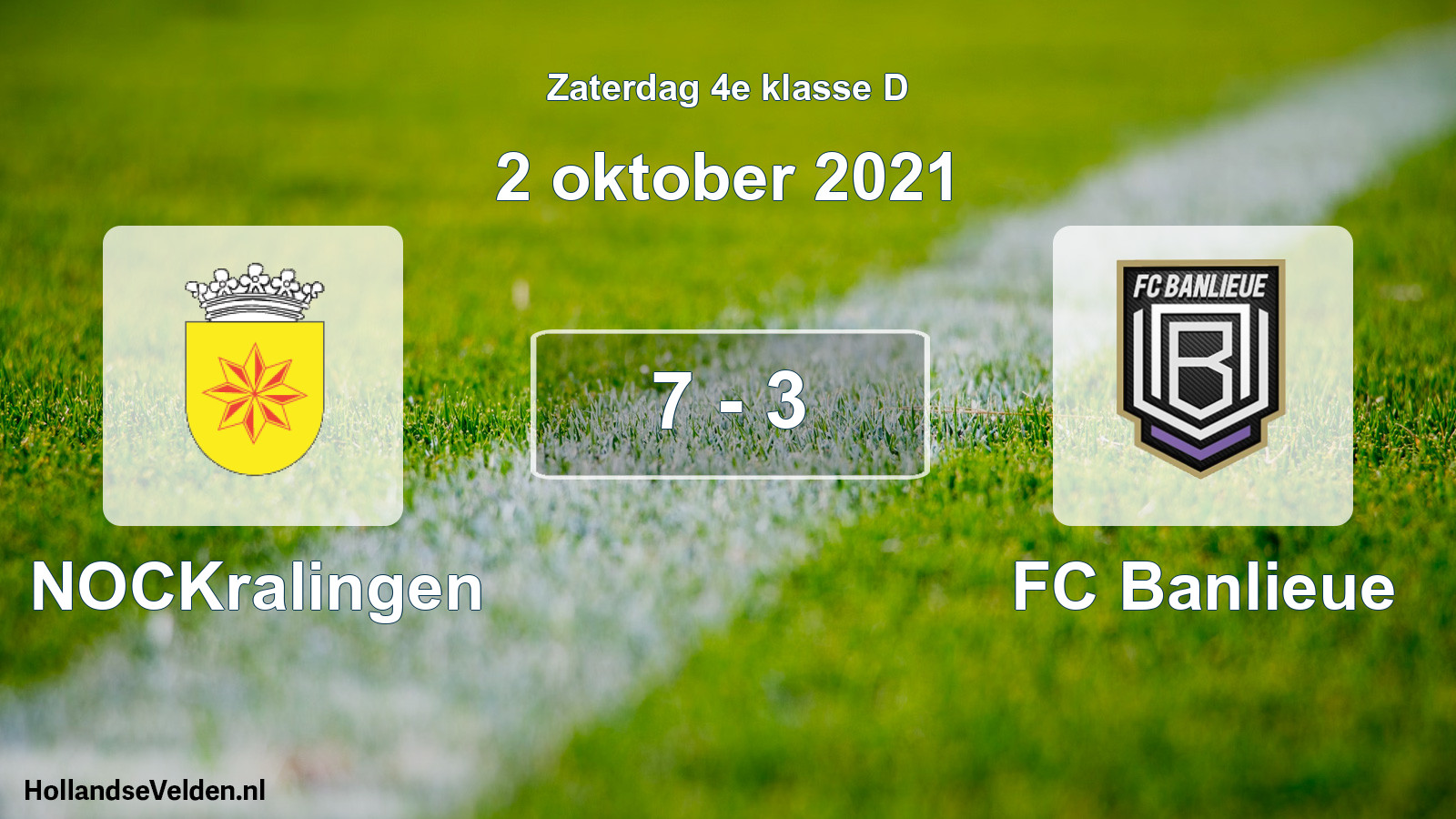 Total number of matches played: NOCKralingen - FC Banlieue 7 - 3 (2 October 2021)