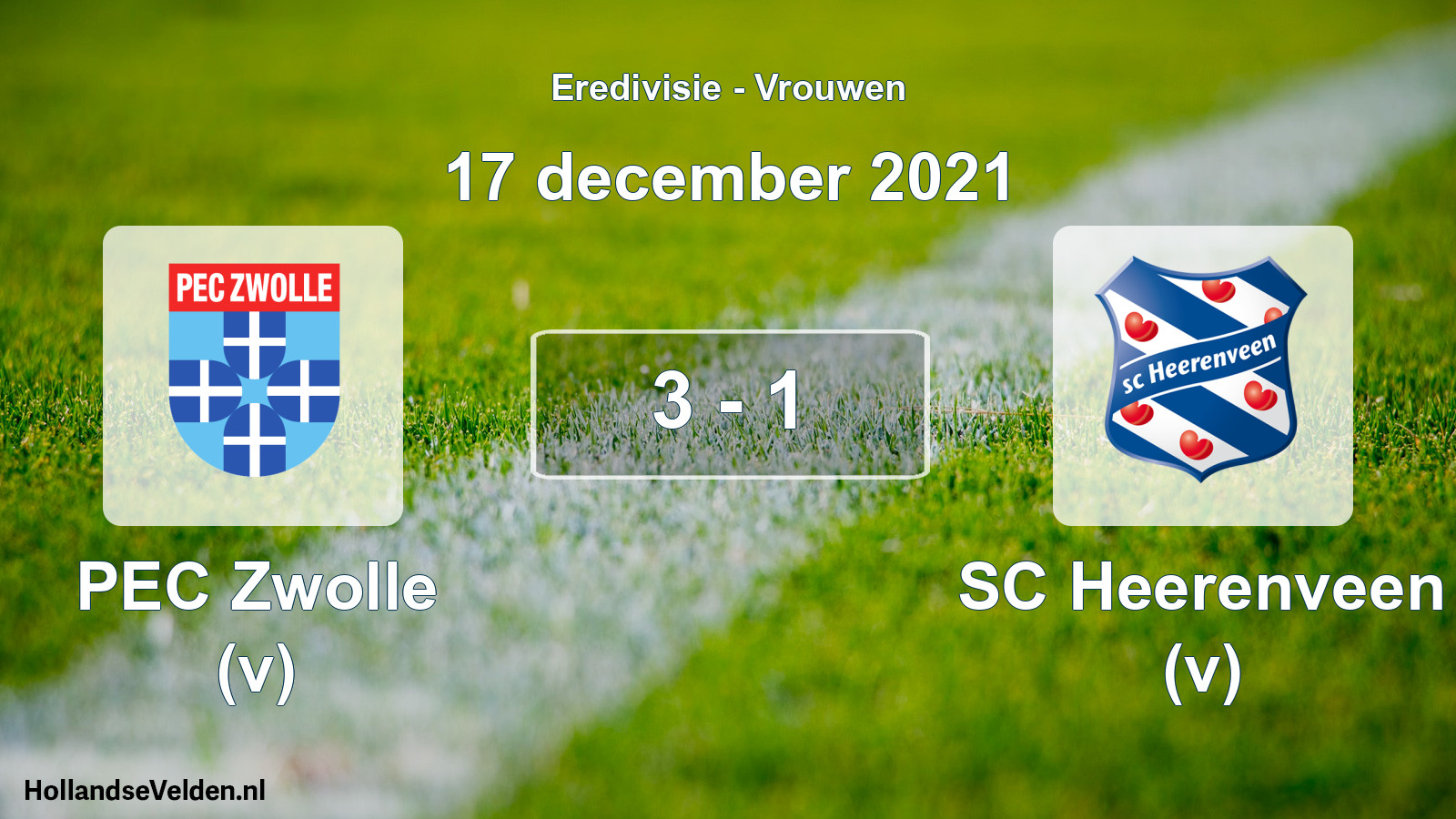 Total number of matches played: PEC Zwolle (v) - SC Heerenveen (v) 3 - 1 (17 December 2021)