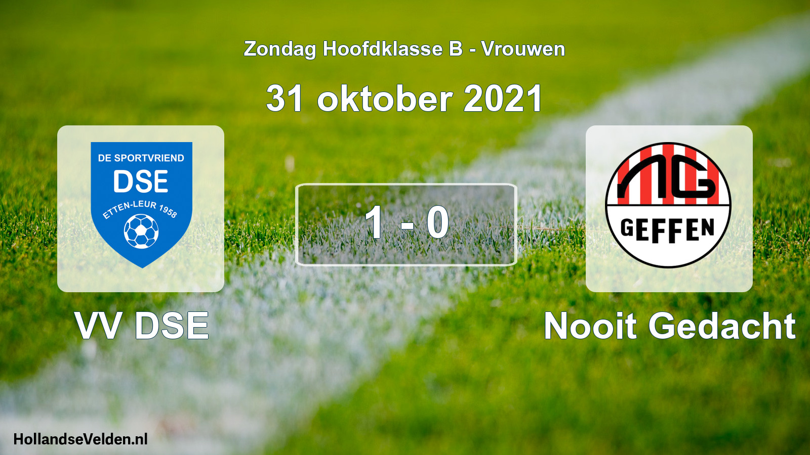 Gespeelde wedstrijd: VV DSE - Nooit Gedacht 1 - 0 (31 oktober 2021)