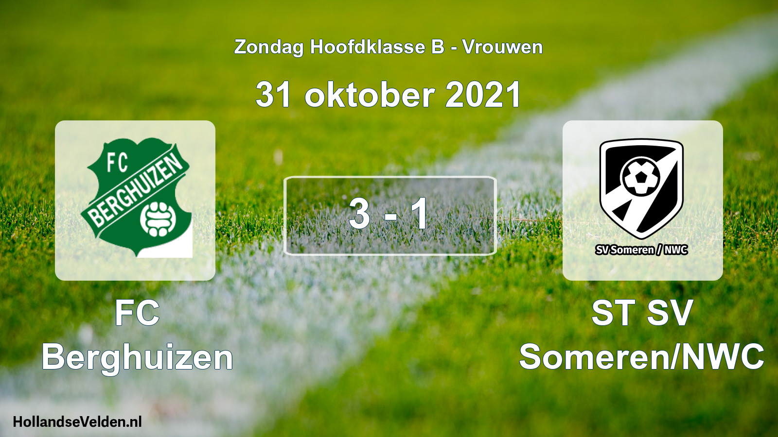 Gespeelde wedstrijd: FC Berghuizen - ST SV Someren/NWC 3 - 1 (31 oktober 2021)