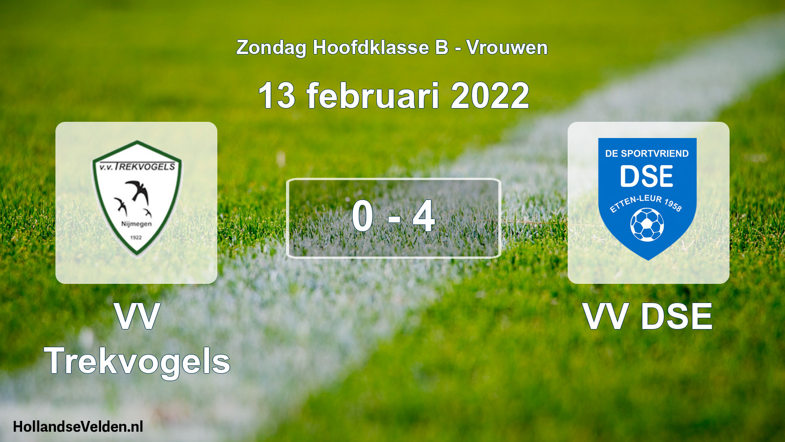 Gespeelde wedstrijd: VV Trekvogels - VV DSE 0 - 4 (13 februari 2022)