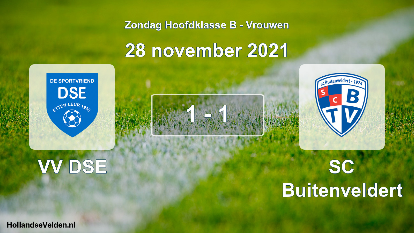 Gespeelde wedstrijd: VV DSE - SC Buitenveldert 1 - 1 (28 november 2021)