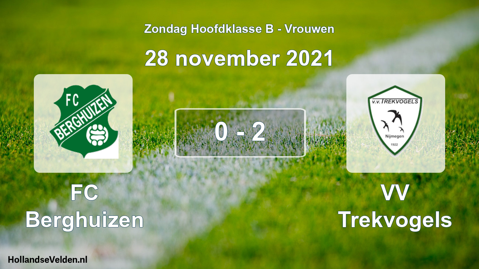 Gespeelde wedstrijd: FC Berghuizen - VV Trekvogels 0 - 2 (28 november 2021)