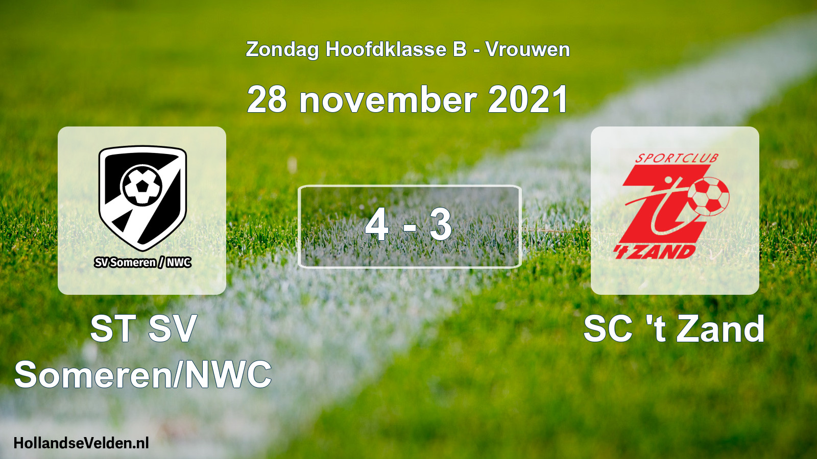 Gespeelde wedstrijd: ST SV Someren/NWC - SC 't Zand 4 - 3 (28 november 2021)