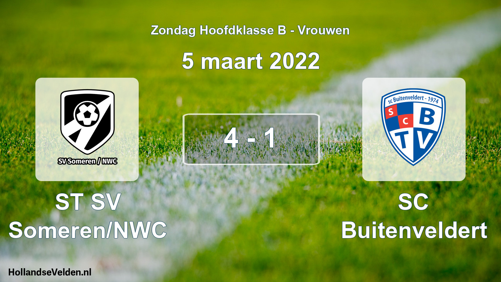 Gespeelde wedstrijd: ST SV Someren/NWC - SC Buitenveldert 4 - 1 (5 maart 2022)