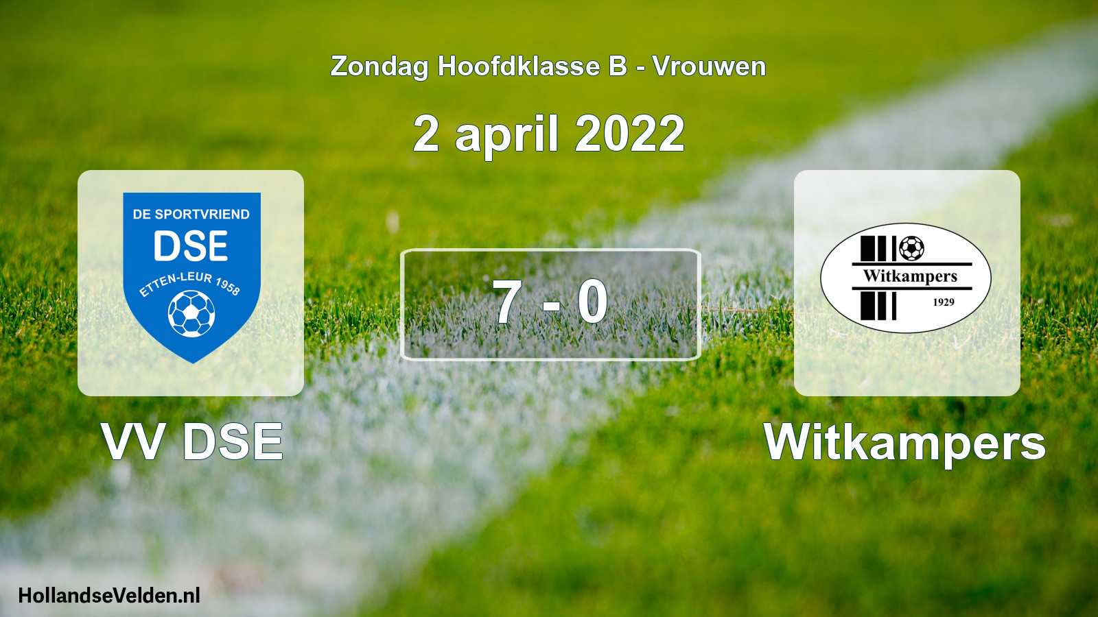 Total number of matches played: VV DSE - Witkampers 7 - 0 (2 April 2022)