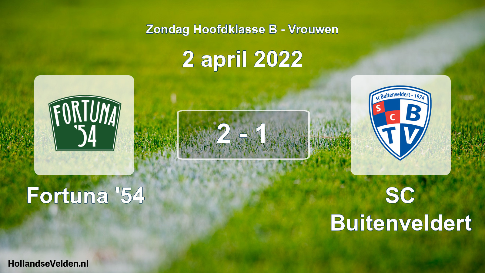 Gespeelde wedstrijd: Fortuna '54 - SC Buitenveldert 2 - 1 (2 april 2022)