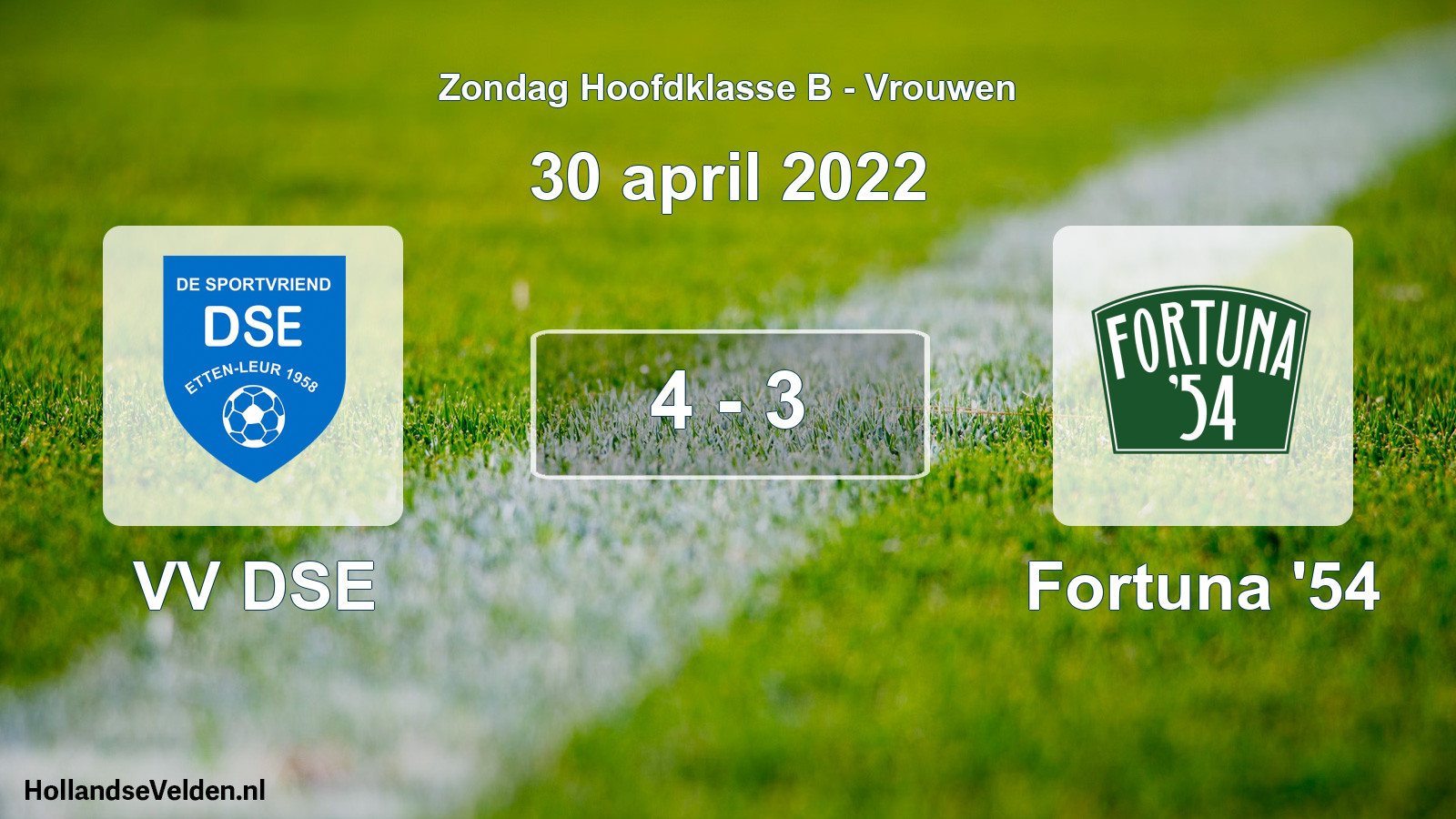 Gespeelde wedstrijd: VV DSE - Fortuna '54 4 - 3 (30 april 2022)