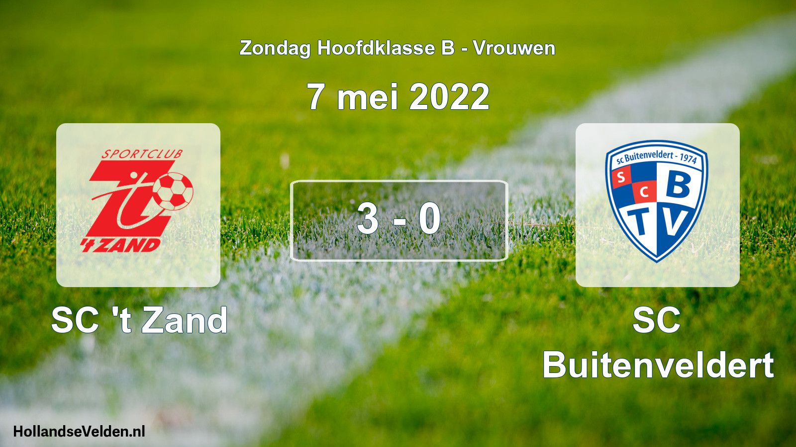 Total number of matches played: SC 't Zand - SC Buitenveldert 3 - 0 (7 May 2022)