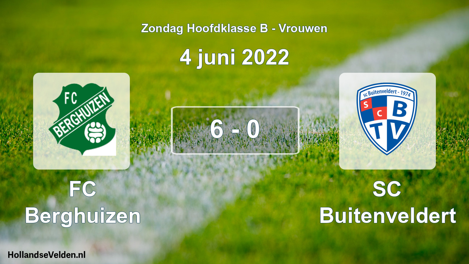 Gespeelde wedstrijd: FC Berghuizen - SC Buitenveldert 6 - 0 (4 juni 2022)