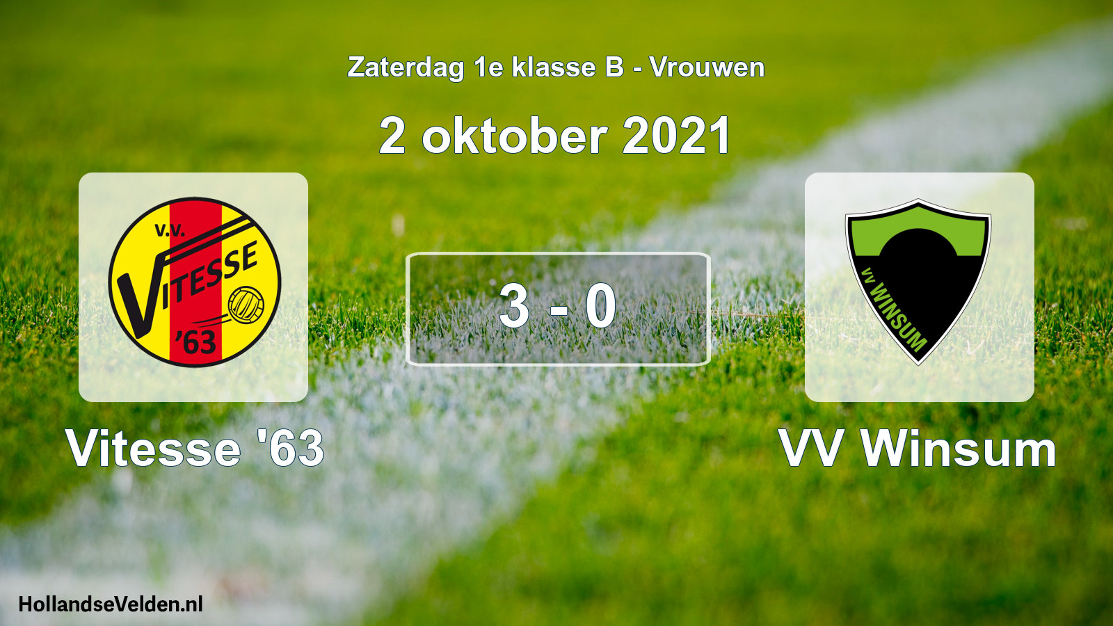 Total number of matches played: Vitesse '63 - VV Winsum 3 - 0 (2 October 2021)