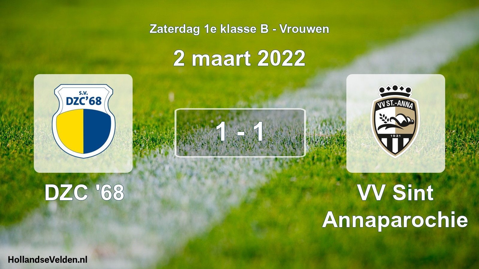 Total number of matches played: DZC '68 - VV Sint Annaparochie 1 - 1 (2 March 2022)