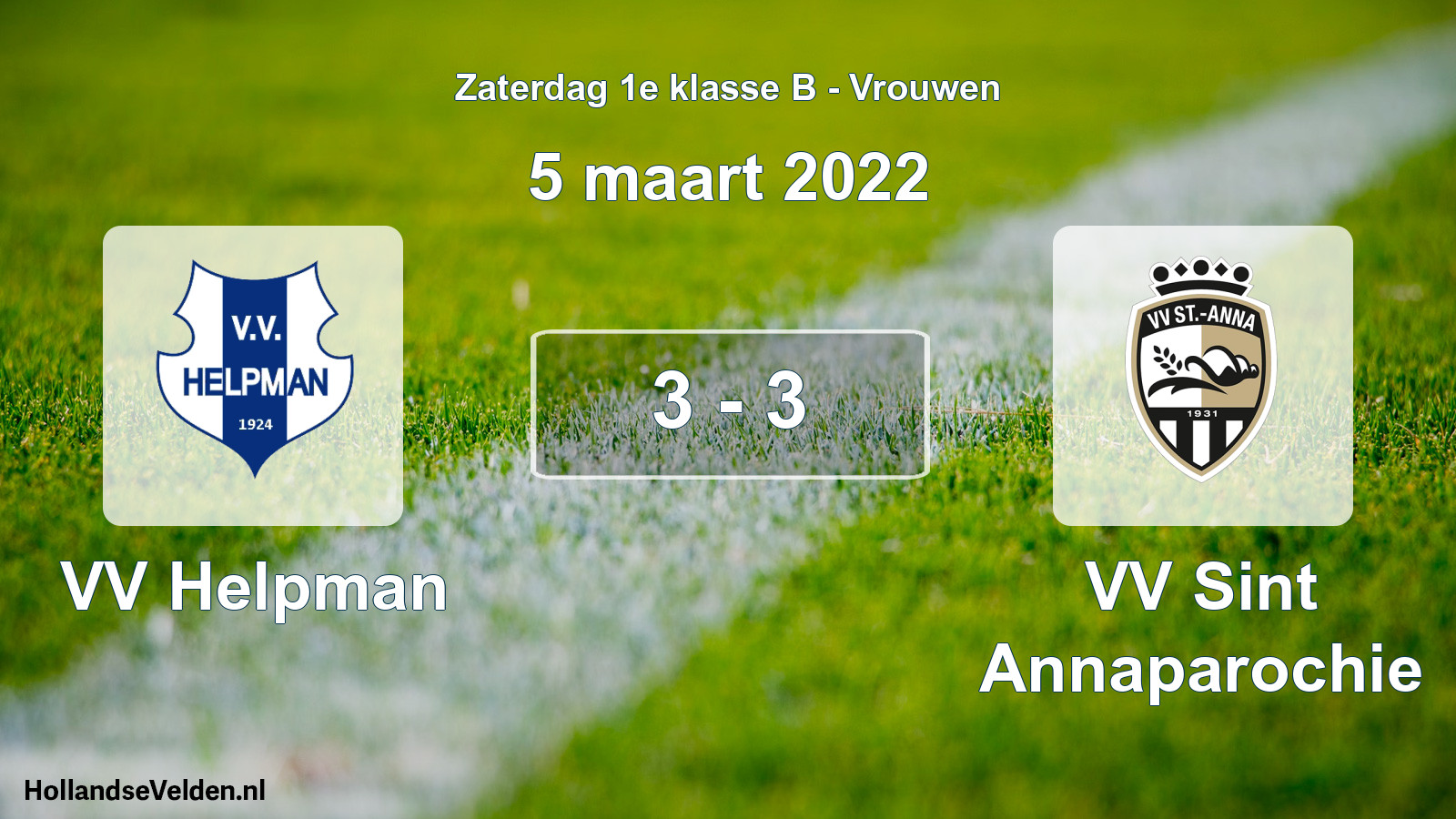 Total number of matches played: VV Helpman - VV Sint Annaparochie 3 - 3 (5 March 2022)