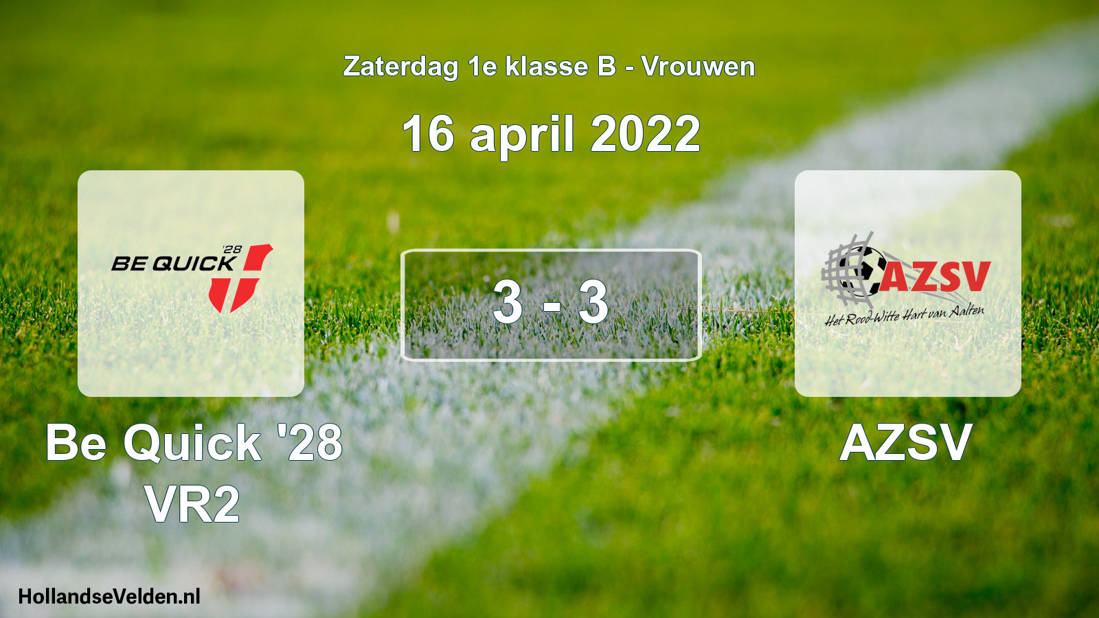 Total number of matches played: Be Quick '28 VR2 - AZSV 3 - 3 (16 April 2022)