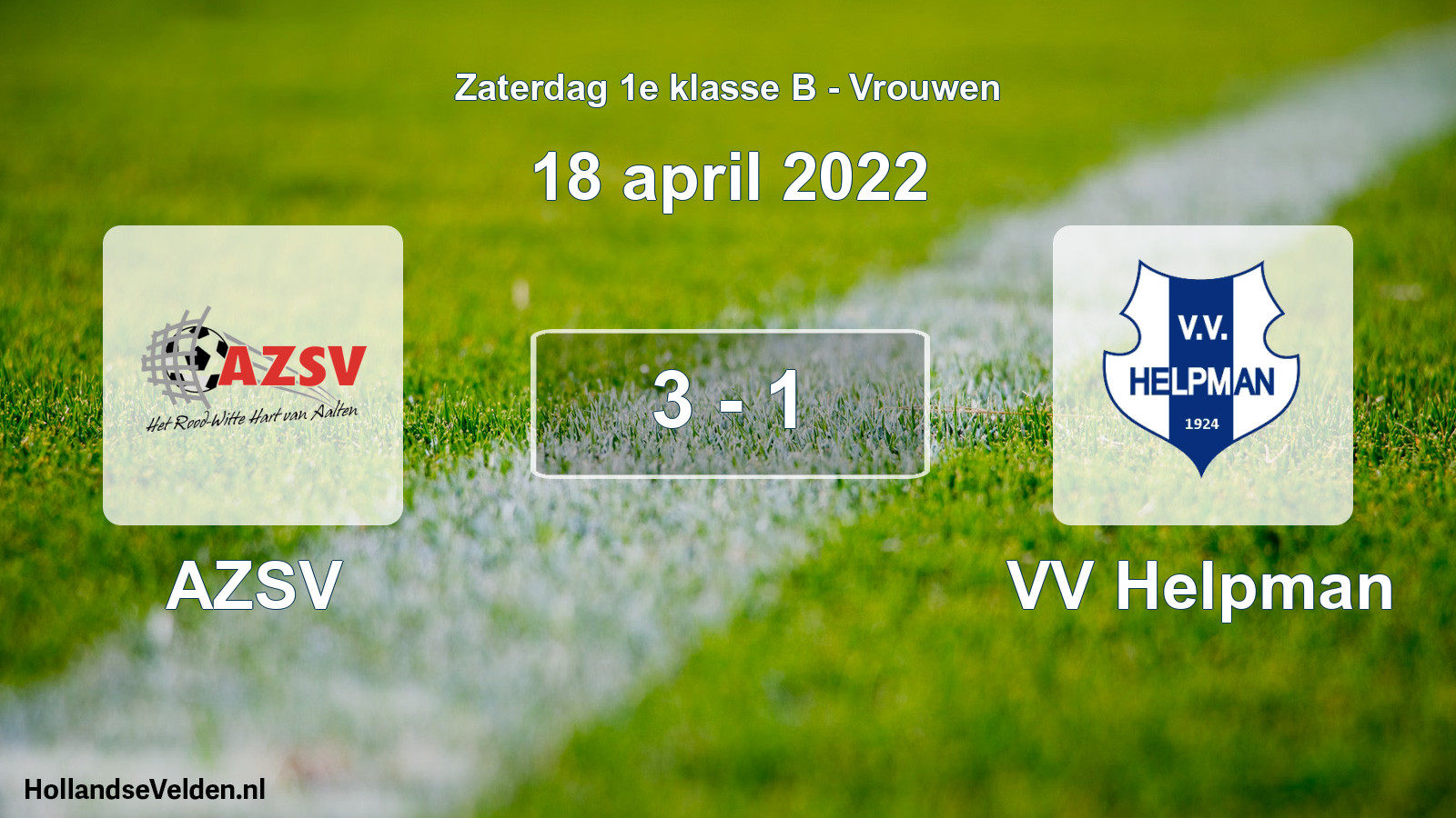 Total number of matches played: AZSV - VV Helpman 3 - 1 (18 April 2022)