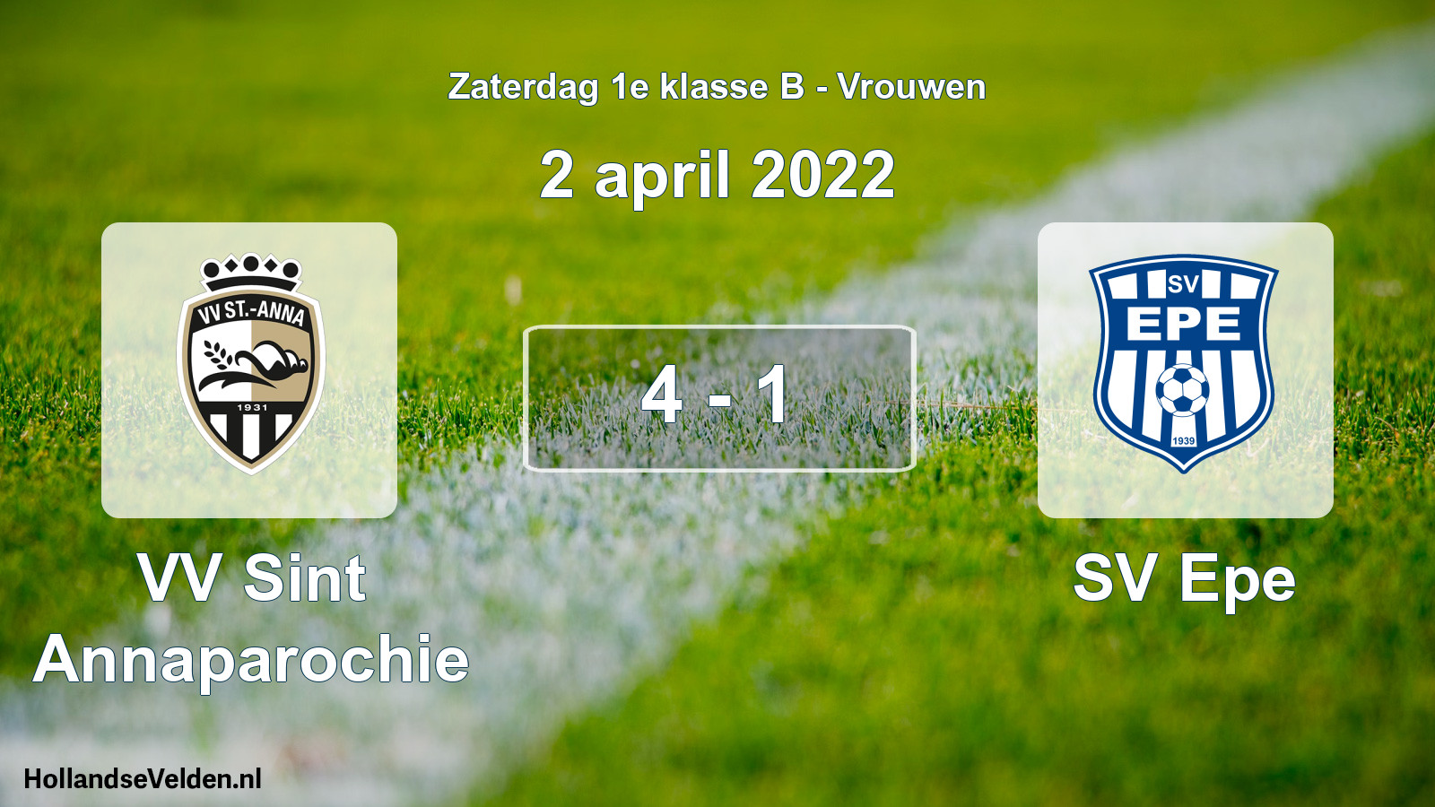 Total number of matches played: VV Sint Annaparochie - SV Epe 4 - 1 (2 April 2022)
