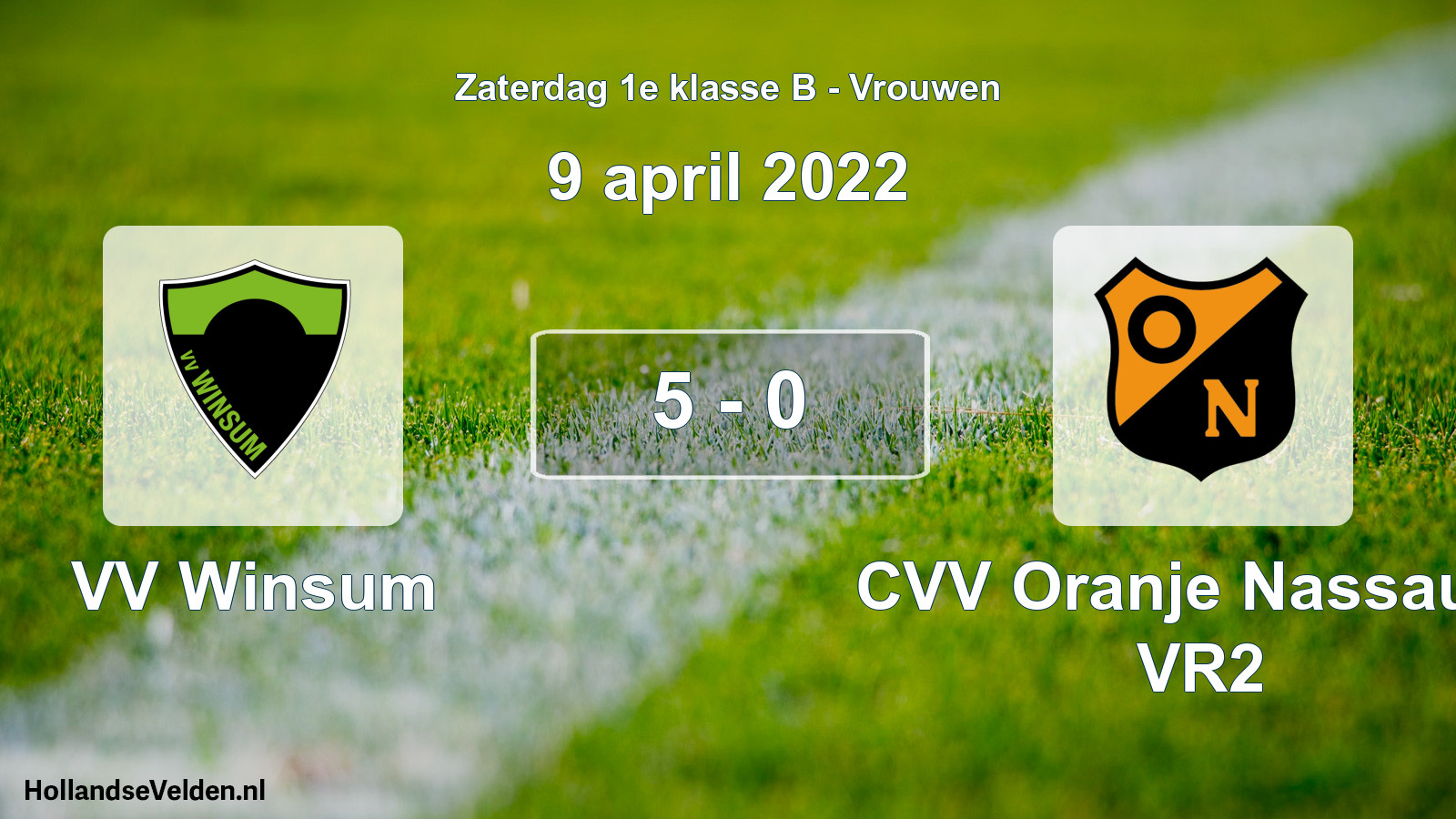 Total number of matches played: VV Winsum - CVV Oranje Nassau G VR2 5 - 0 (9 April 2022)