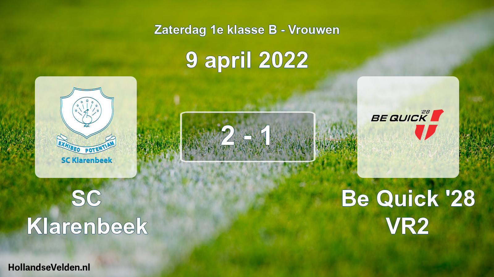 Total number of matches played: SC Klarenbeek - Be Quick '28 VR2 2 - 1 (9 April 2022)