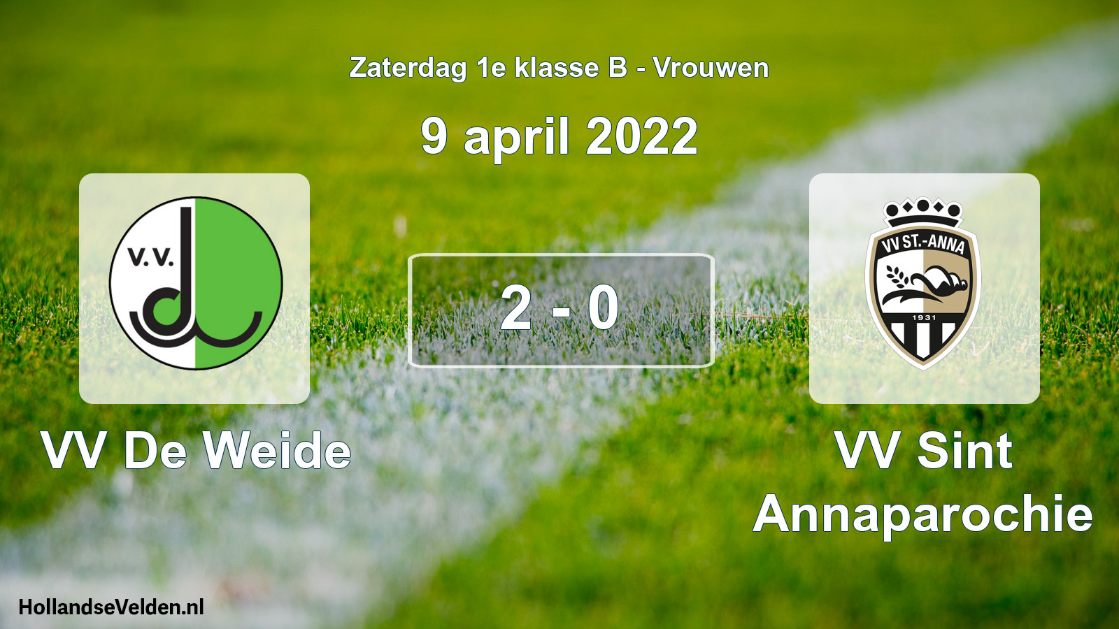 Total number of matches played: VV De Weide - VV Sint Annaparochie 2 - 0 (9 April 2022)