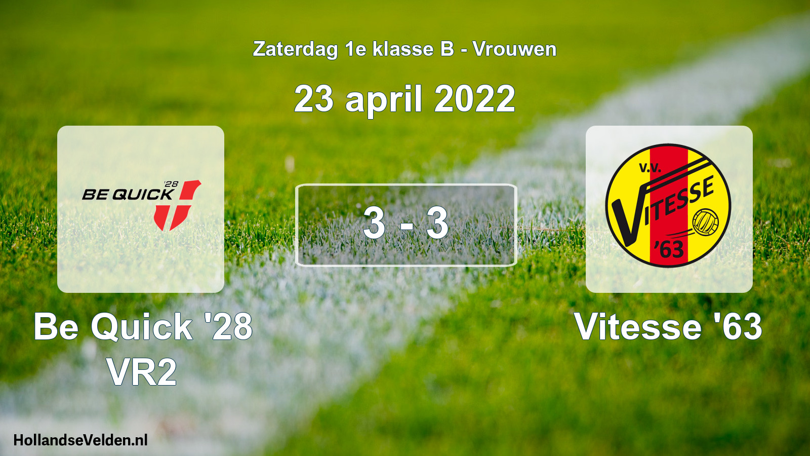 Total number of matches played: Be Quick '28 VR2 - Vitesse '63 3 - 3 (23 April 2022)